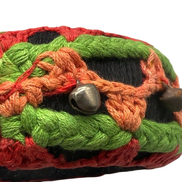 Tribal Embroidered Handmade Statement Cuff Bangle Bracelet with Bells Ethnic - Picture 4 of 6